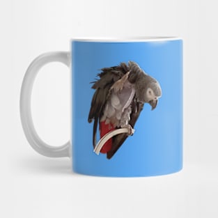 Einstein African Grey Parrot Waving, Bare Chest Mug